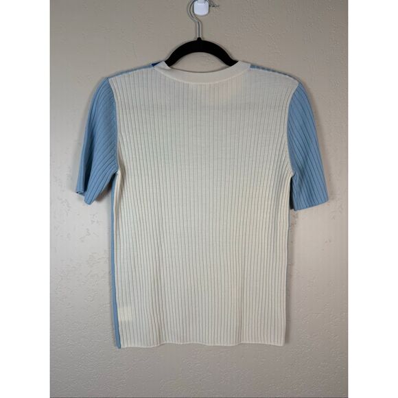 Akris Punto Wool Ribbed Color Block Top - Picture 2 of 5
